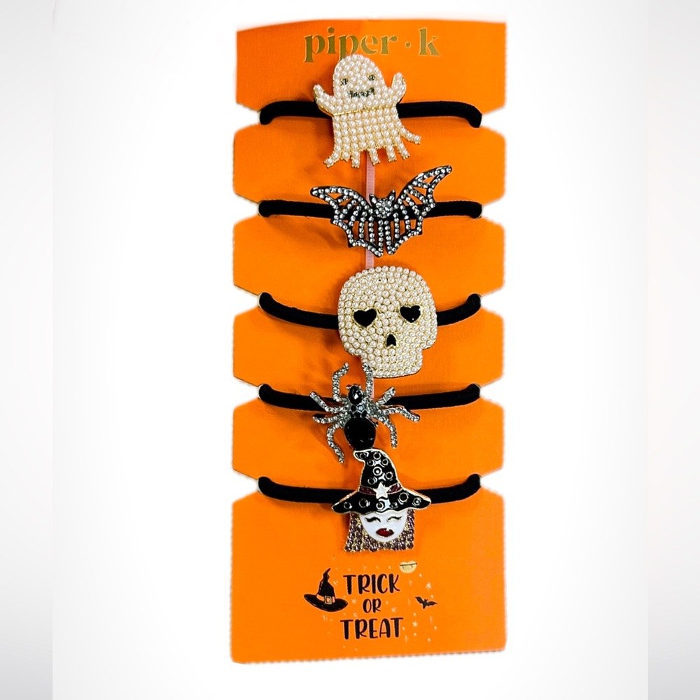 NWT ⚜️🖤⚜️ Piper K Gorgeous Halloween Elastic Hair Ties Set of 5!